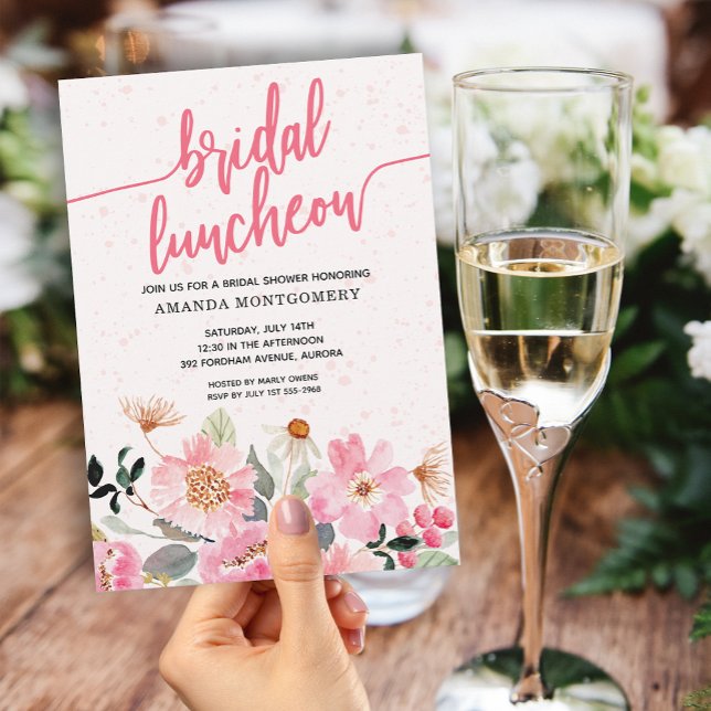 Invitation Pink Floral Bridal Luncheon Douche (Créateur téléchargé)
