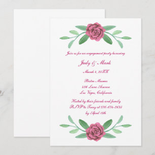 Invitation Pink Floral Green Foliage