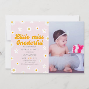 Invitation Pink floral petite miss onderme photo anniversaire