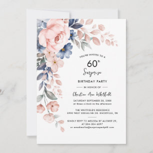 Invitation Pink Floral Surprise 60e anniversaire
