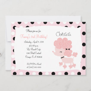 Invitation PINK FRANÇAIS POODLE Ooh la 5x7 Anniversaire