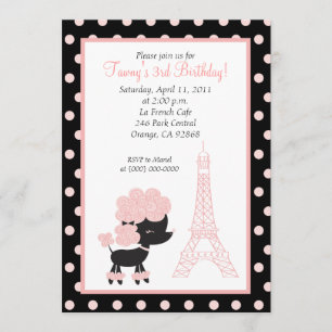 Invitation PINK FRANÇAIS POODLE Ooh la 5x7 Anniversaire