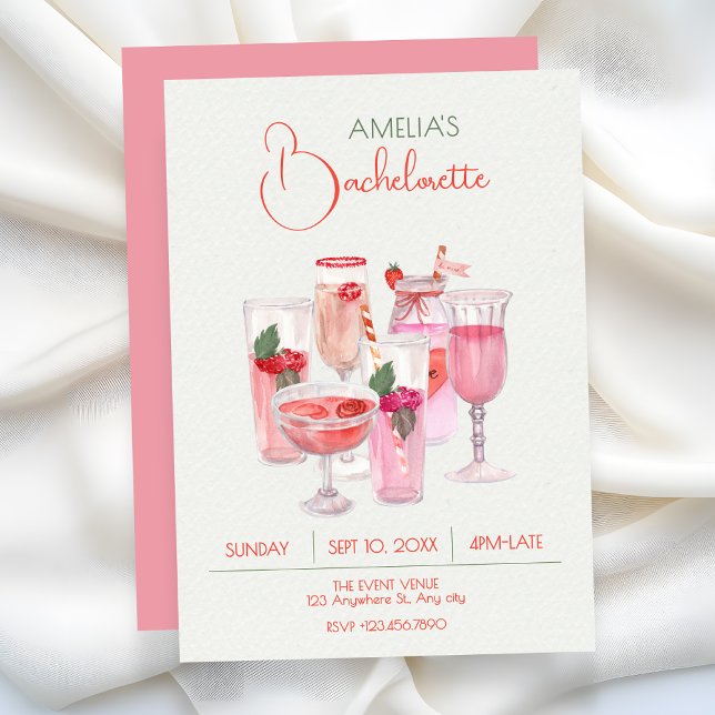 Invitation Pink fresh drinks bachelorette (Créateur téléchargé)