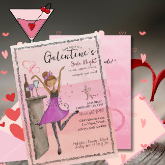 Invitation Pink Galentine's Day Girls Night Out Party