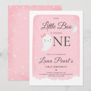 Invitation Pink Ghost Little Boo Anniversaire Fête Halloween