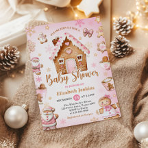 Pink Gingerbread House Christmas Baby Shower