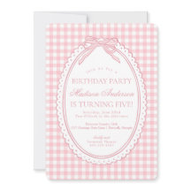 Pink Gingham Coquette Bow Birthday Party