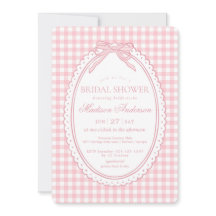 Pink Gingham Coquette Bow Bridal Shower