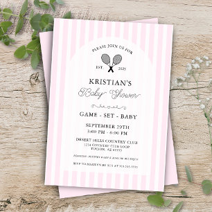 Invitation Pink Girl Tennis Country Club Baby shower Party