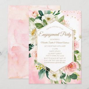 Invitation Pink Gold Aquarelle Florale