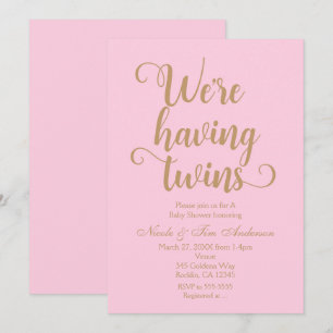 Invitation Pink & Gold ayant des jumeaux Bébé Shower Invitati