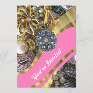 Invitation Pink & gold bling