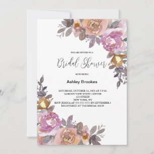 Invitation Pink Gold Floral Douche nuptiale