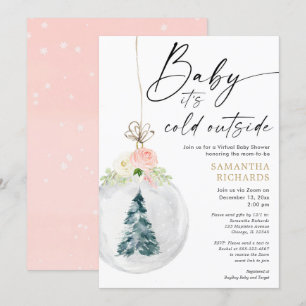 Invitation Pink gold girl Winter Virtual baby shower