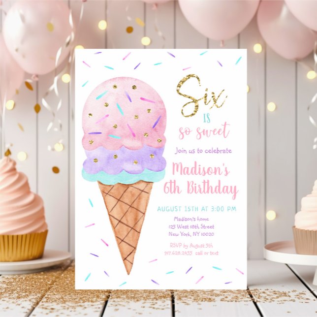 Invitation Pink Gold Ice 6e Crème Anniversaire (Créateur téléchargé)