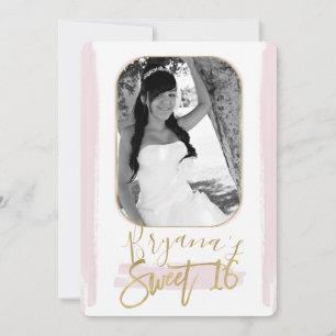 Invitation Pink Gold Minimal Moderne Sweet 16 Photo