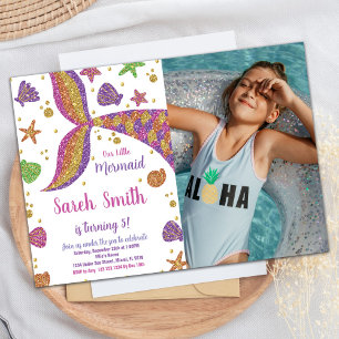 Invitation Pink Gold Parties scintillant Mermaid Queue Annive