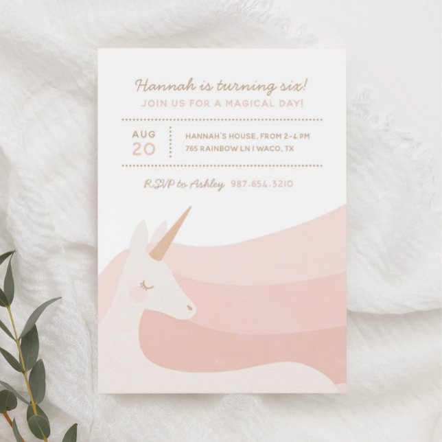 Invitation Pink Gold Unicorn Aquarelle fille fête d'anniversa (Créateur téléchargé)
