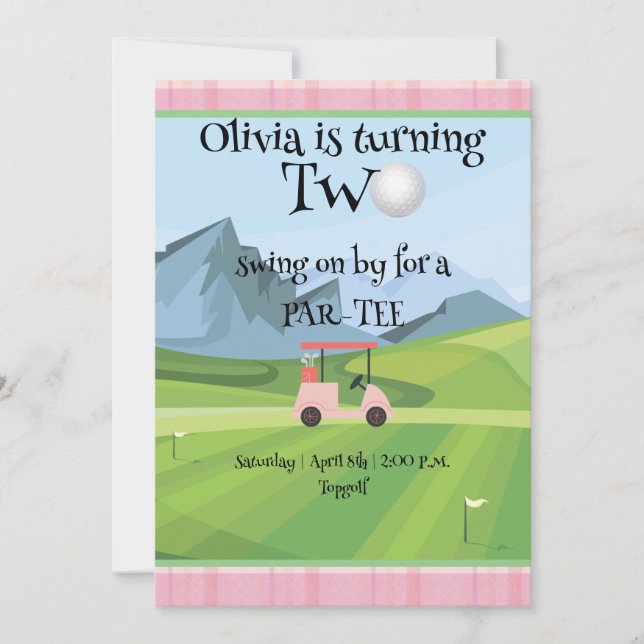 Invitation Pink Golf 2ème anniversaire (Devant)