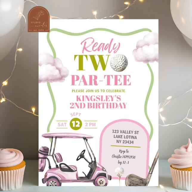 Invitation Pink Golf Kid's Two Par-Tee Birthday (Créateur téléchargé)