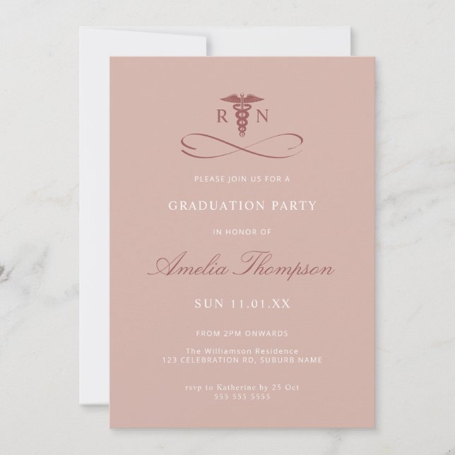 Invitation Pink Grad Party Nurse Graduation (Devant)
