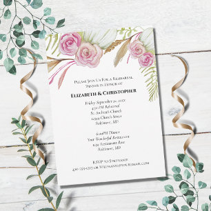 Invitation Pink Green Floral Botanique Mariage répétition Inv