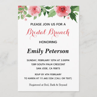 Invitation Pink Green Floral Douche nuptiale