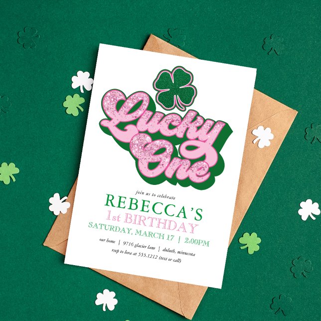 Invitation Pink Green St Patrick' Lucky One Premier Anniversa (Créateur téléchargé)