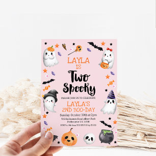 Invitation Pink Halloween Deux Éffrayants 2ème anniversaire I