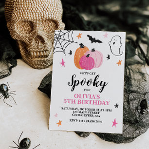 Invitation Pink Halloween Spooktacular Girl Anniversaire