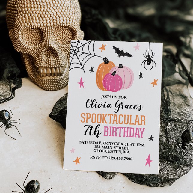 Invitation Pink Halloween Spooktacular Girl Anniversaire (Créateur téléchargé)