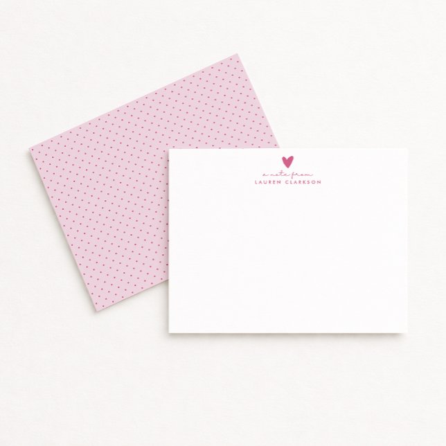 Invitation Pink Heart Polka Dot Valentine’s Day Note Card (Créateur téléchargé)