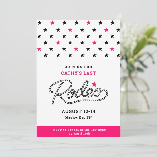 Invitation Pink Her Last Rodeo Bachelorette Party (Debout devant)