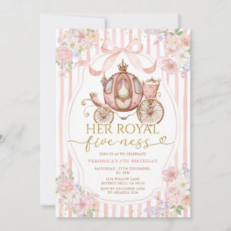 Invitation Pink Her Royal five-ness birthday Bow Coquette