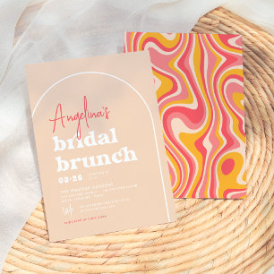 Invitation Pink Hippie Boho moderne Arch Brunch Fête des mari