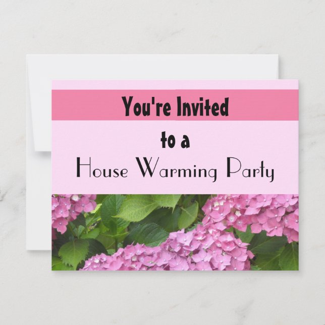 Invitation Pink Hydrangea House Parti du réchauffement de la  (Devant)