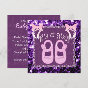 Invitation Pink It a Girl Purple pétille Baby shower Invitati