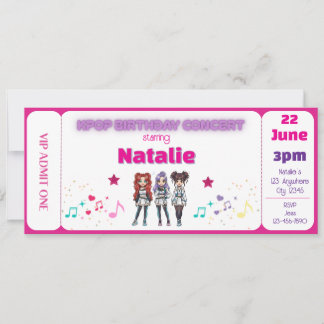 Invitation Pink KPOP Birthday Concert Ticket