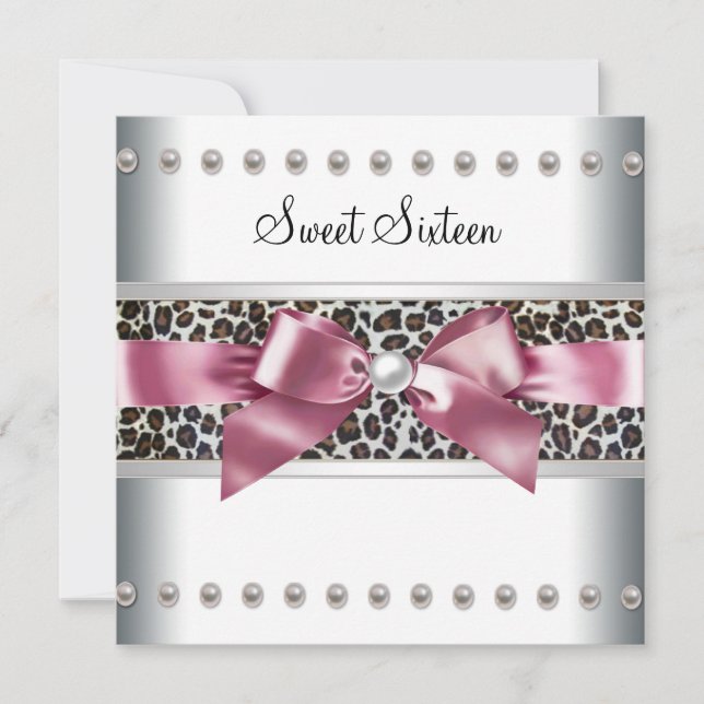 Invitation Pink Leopard Sweet 16 Anniversaire (Devant)