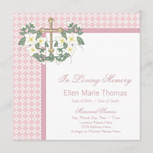 Invitation Pink Lily Cross En Mémoire D'Amour