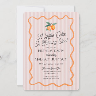Invitation Pink Little Cutie Pastel Citrus Thème Anniversaire