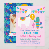 Pink Llama Amusant Premier anniversaire Fille de f