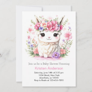 Invitation Pink Llama Whimsical Adventure Girl Baby shower