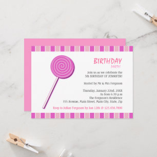 Invitation Pink Lollypop