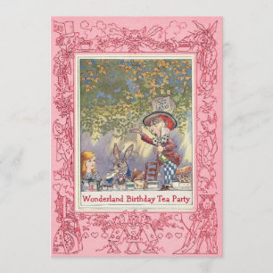 Invitation Pink Mad Hatter's Wonderland Tea Party