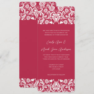 Invitation Pink Magenta Victorian Floral Mariage damassé
