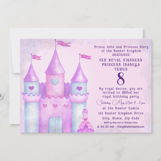 Invitation Pink Magic Fairytale Castle Princess Party Photo (Devant)