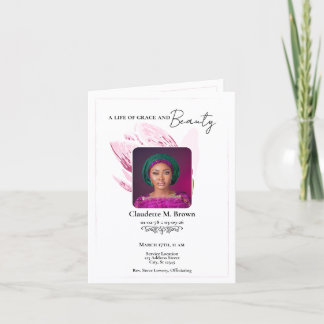 Invitation Pink Magnolia Minimal Bifold Memorial Program