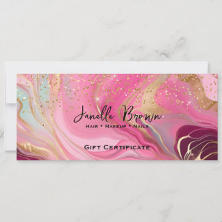 Invitation Pink Marble & Gold Glitter Gift Certificate Card
