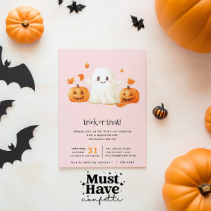 Invitation Pink mignon fantôme Spooktacular Trick ou le trait